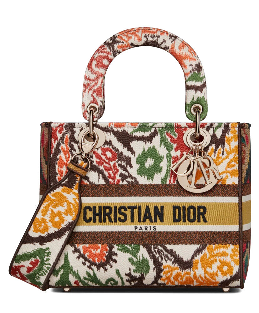 Christian Dior Medium Lady D Lite Canvas Bag Yellow